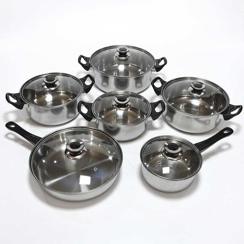 Stainless Steel 12-Piece Pot Set Non-Stick Cookware Set