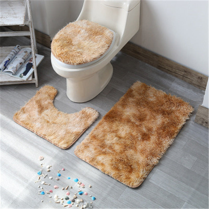 3 Pieces Non-slip Tie-dyed Plush Rugs for Bathroom