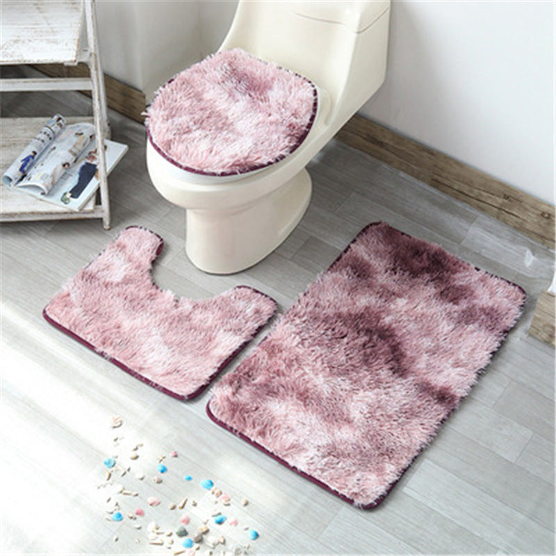 3 Pieces Non-slip Tie-dyed Plush Rugs for Bathroom