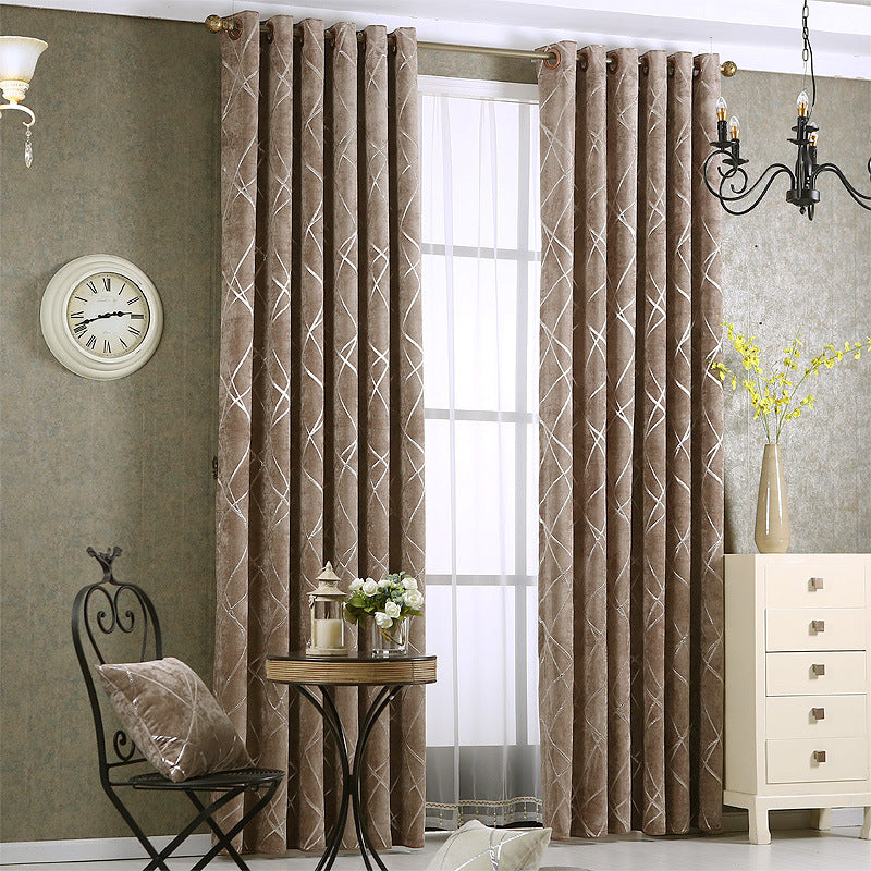 Modern Luxurious Solid Color Blackout Curtains made with Chenille, Polyester Fabric