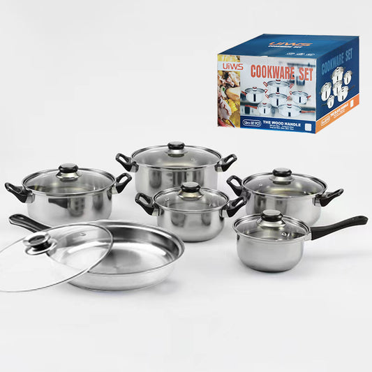 Pots and Pan 6-Piece Set Non-Stick Stainless Steel Cookware