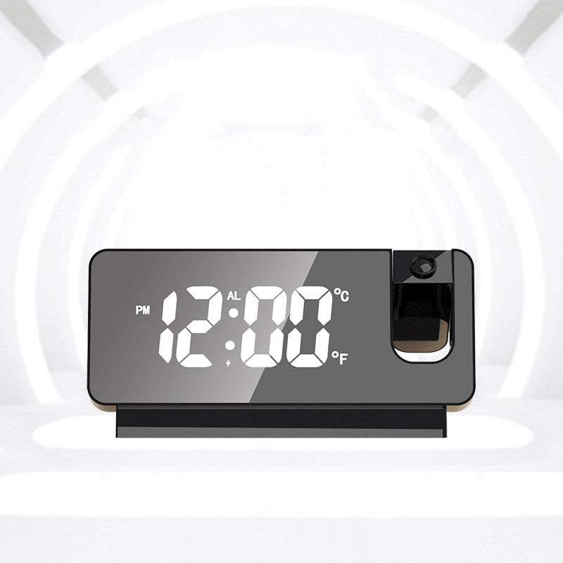 LED Projection Alarm Clock, LED Mirror Display, With Snooze Function, USB Charger for Bedroom or Livingroom