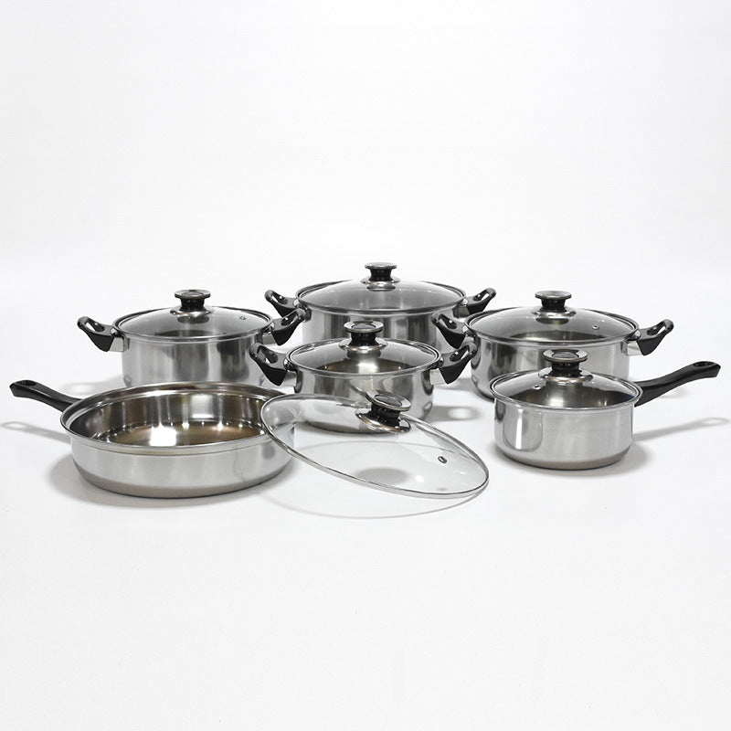 Stainless Steel 12-Piece Pot Set Non-Stick Cookware Set