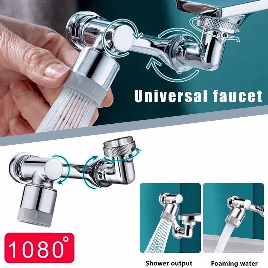 1080 Degrees Rotating Faucet Swivel Universal Extension 2 Water Outlet Modes