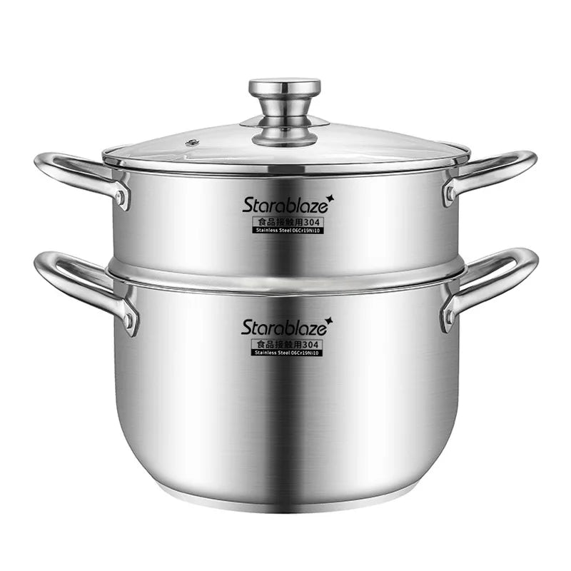 Thick Stainless Steel Cooking Pot Steamer Pot, Cookware Set, Universal Cooking Pots for Induction Cooker Gas Stove