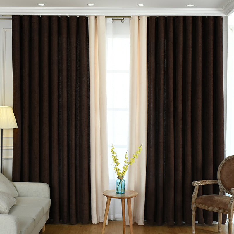 Luxurious 2-Color Chenille Stitching Blackout Curtain for Living room Bedroom