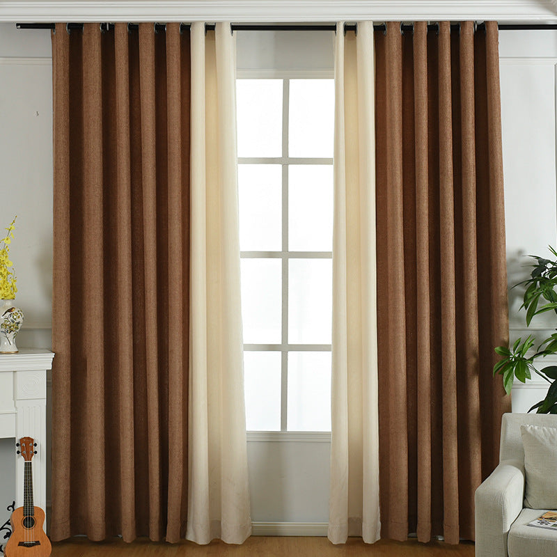 Luxurious 2-Color Chenille Stitching Blackout Curtain for Living room Bedroom