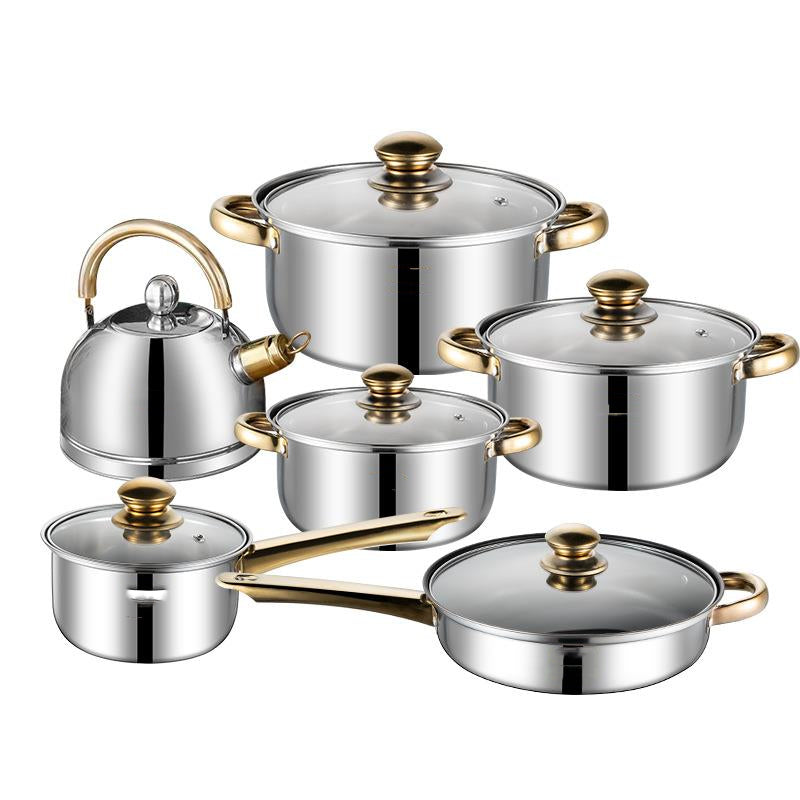 12-piece Pots and Pans Stainless Steel Non-Stick Commercial-Grade