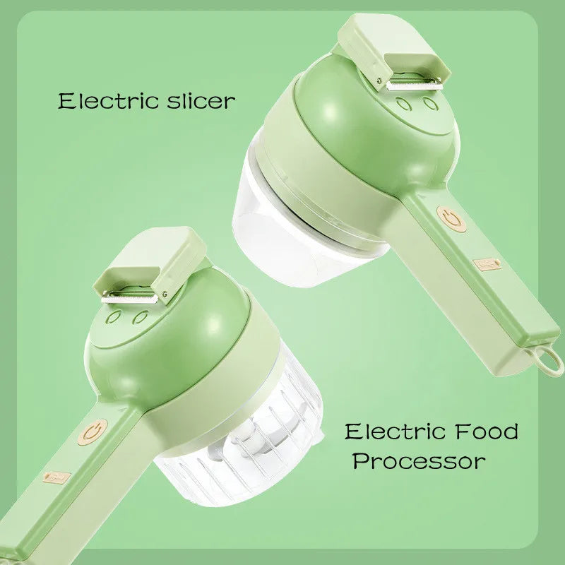 4 In1 Electric Vegetable Cutter Set Handheld Wireless Electric Garlic Masher Food Chopper Meat Grinder Machine Food Peel Slice