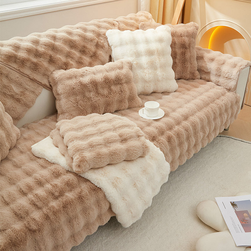 Plush Sofa Cover & Cushion High-grade Leather Anti-skid Beautiful for Household