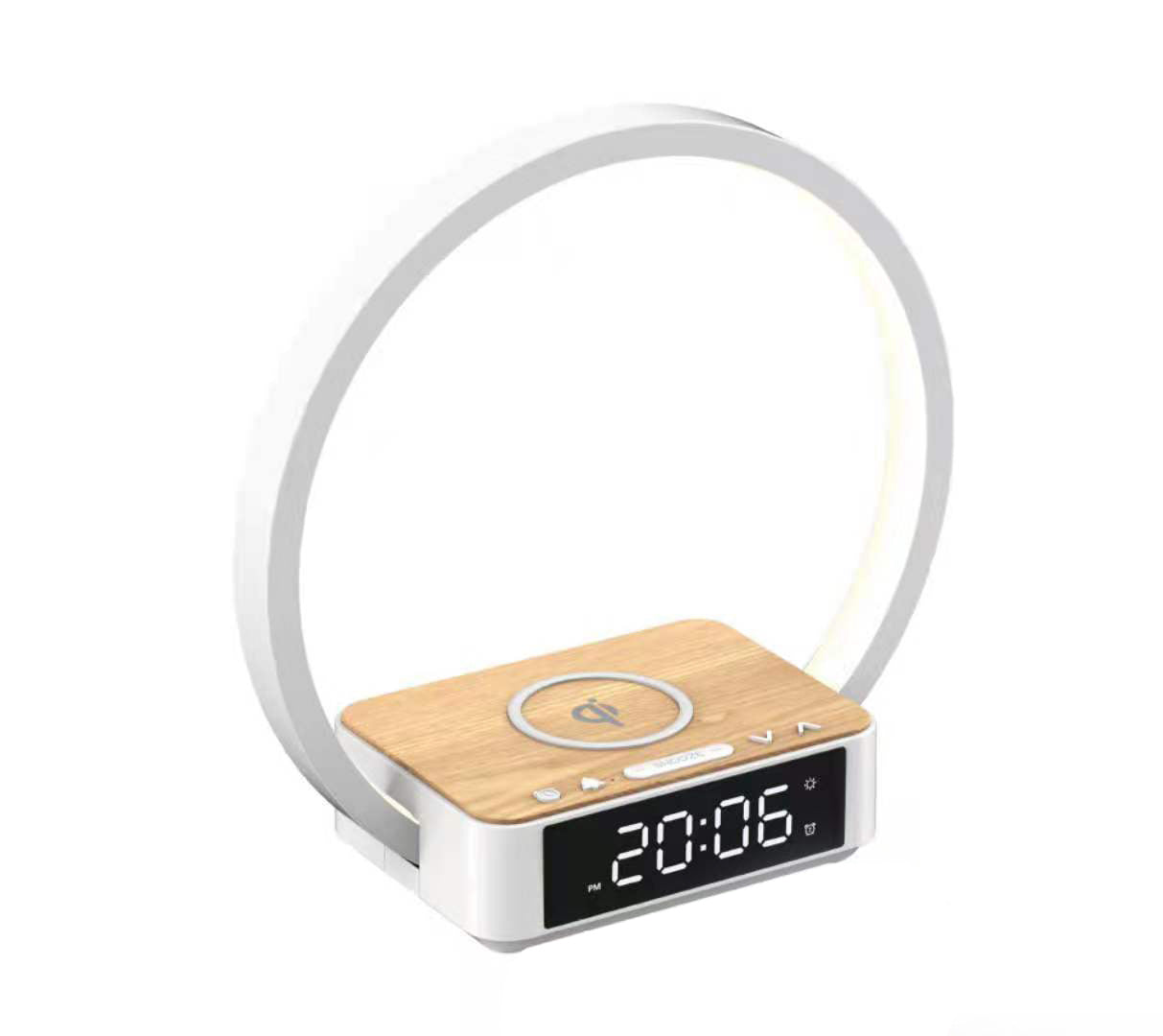 Bedside Table Lamp, Touch Type with Alarm Clock and Wireless Charging Wake-up Light, Dimmable Nightstand Reading Lamp