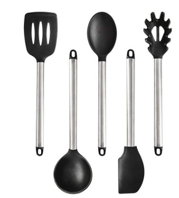 Kitchen Utensils Set Silicone Cooking Fork Spoon Spatula with Jar