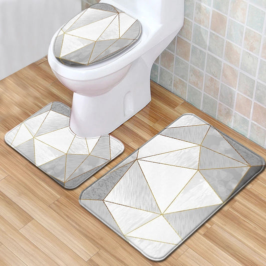 Marble Toilet Three-Piece Floor Mat Door Mat Bathroom Carpet