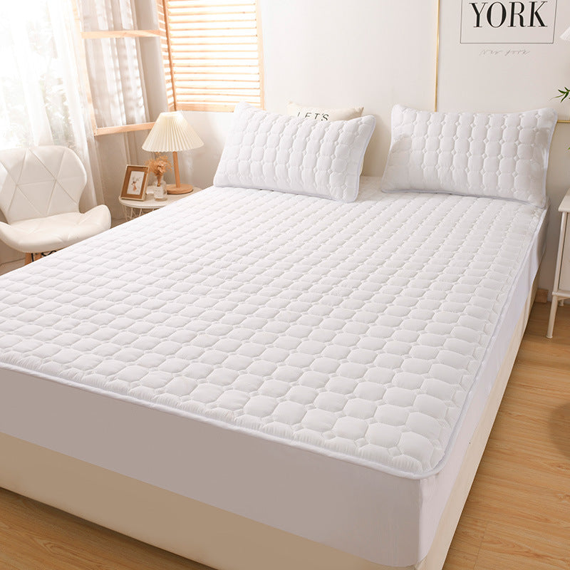 3 Piece Set Of Breathable And Thick Bed Sheet Solid Color Brushed Quilted Mattress Cover