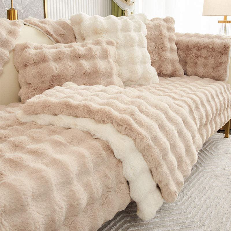 Plush Sofa Cover & Cushion High-grade Leather Anti-skid Beautiful for Household