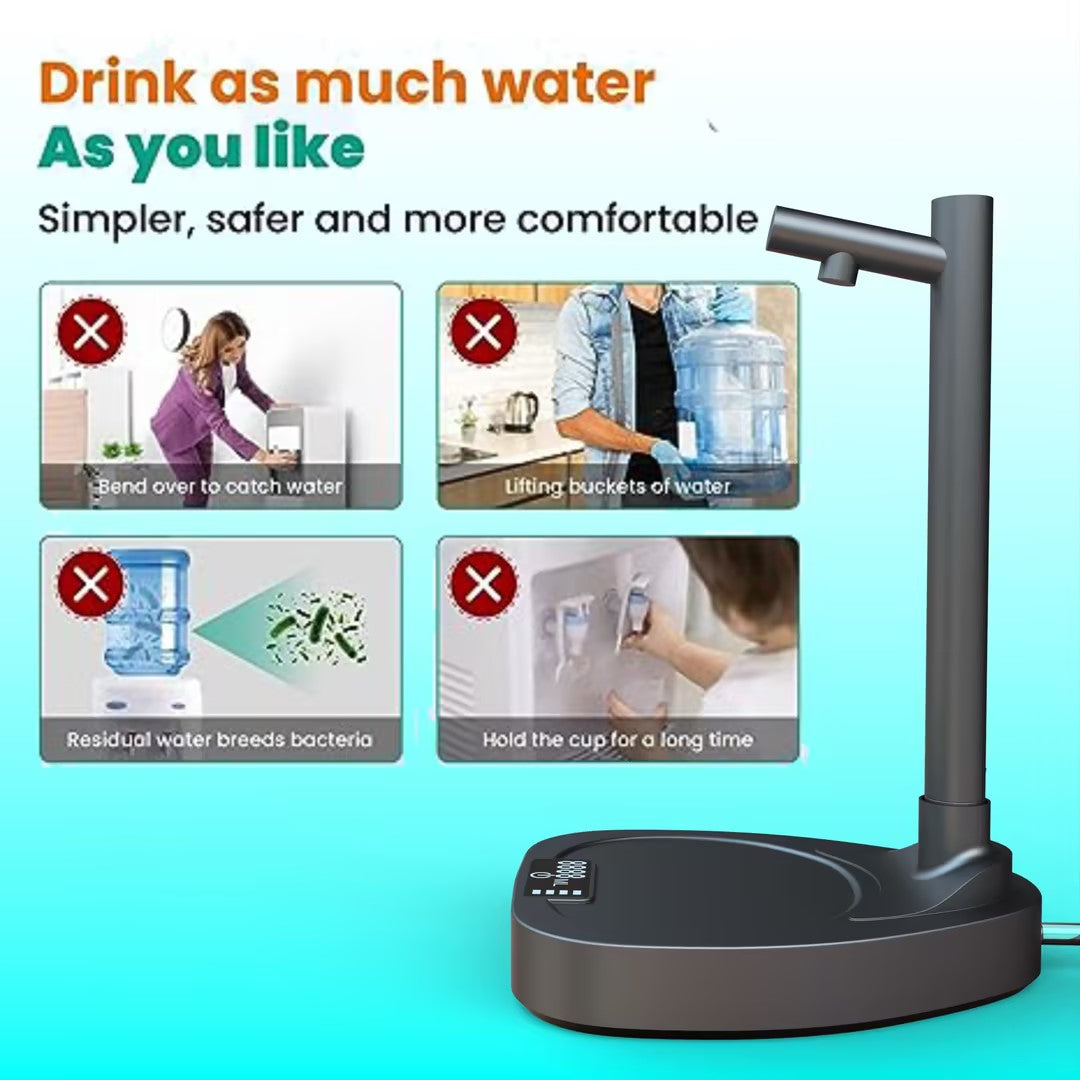 Water Dispenser with Added Extension Tube, Automatic Desktop Rechargeable Dispenser