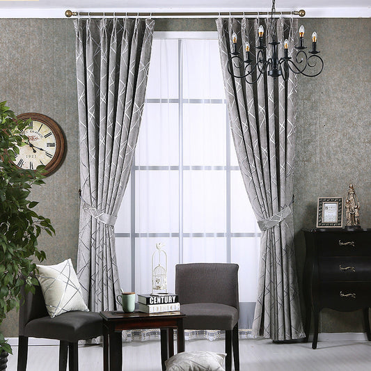 Modern Luxurious Solid Color Blackout Curtains made with Chenille, Polyester Fabric