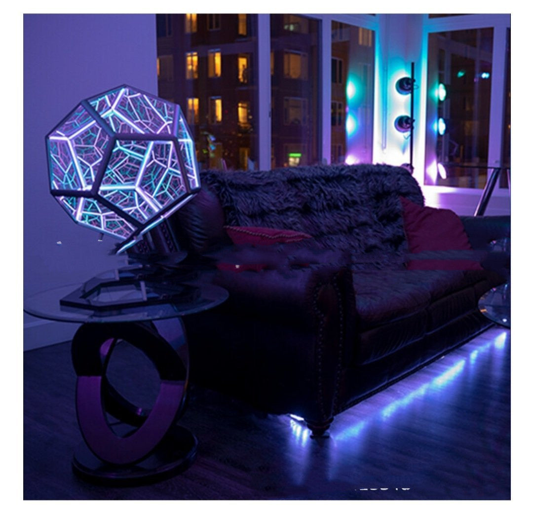 Galactic Dreams: Infinite Dodecahedron Color Art LED Night Light