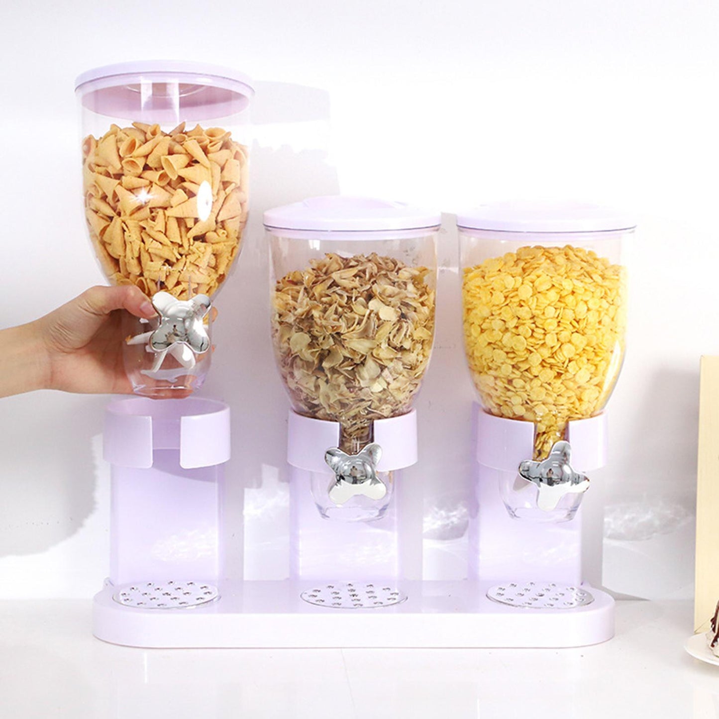 Cereal Dispenser Countertop Single, Triple Dispenser for Dry Food Oatmeal, Granola, Rice with Large Capacity