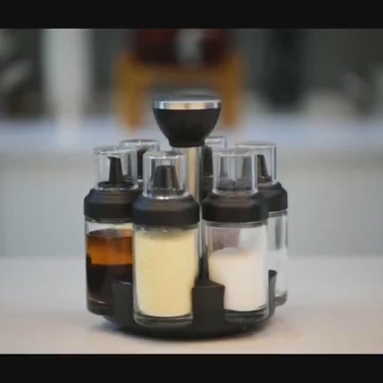 Anti-leakage Oil Bottle Pot Glass Vinegar Seasoning Salt Shaker Seasoning Bottle Pot Rotating Seasoning Box Set Kitchen Supplies