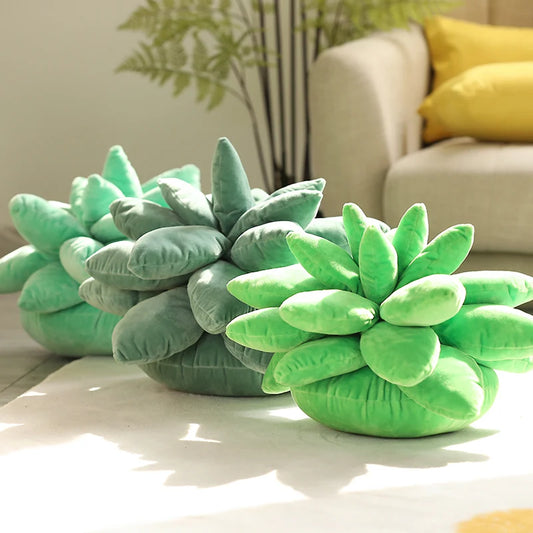 Realistic Succulent Plush Stuffed Toys - Assorted Potted Flowers Bookshelf Pillow for Home Living Room Decor