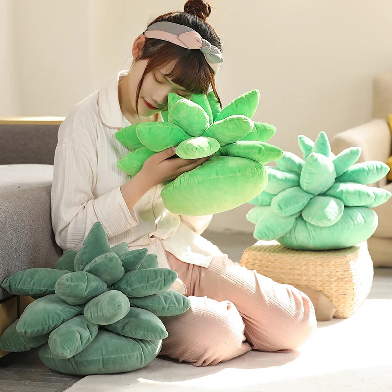Realistic Succulent Plush Stuffed Toys - Assorted Potted Flowers Bookshelf Pillow for Home Living Room Decor